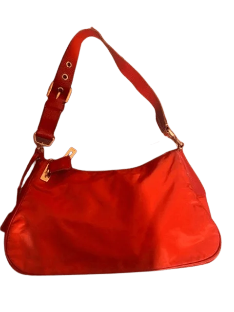Orange Nylon Prada Shoulder Bag