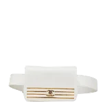 White Leather Chanel Belt Bag