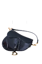 Black Leather Dior Saddle Bag