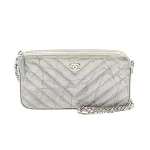 Grey Leather Chanel Shoulder Bag