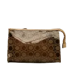 Brown Plastic Salvatore Ferragamo Pouch