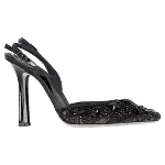 Black Leather René Caovilla Heels