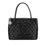 Black Leather Chanel Medaillon