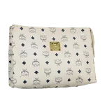 White Leather MCM Clutch