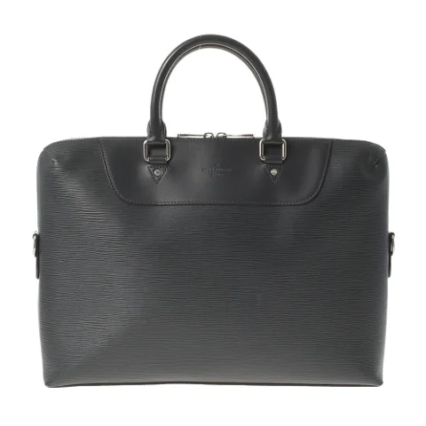 Black Leather Louis Vuitton Porte Documents Voyage