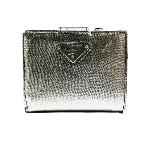 Silver Leather Prada Wallet