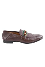 Brown Leather Gucci Flat Shoes