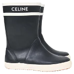 Black Rubber Celine Boots