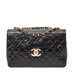 Black Leather Chanel Flap Bag