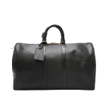 Black Leather Louis Vuitton Keepall