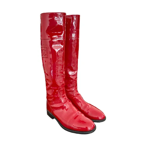 Red Leather Chanel Boots