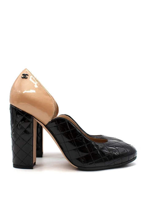 Beige Leather Chanel Heels