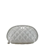 Silver Leather Chanel Pouch