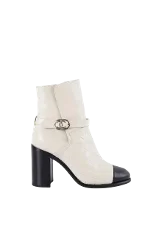 White Leather Chanel Boots