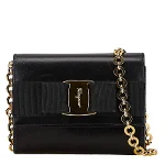 Black Leather Salvatore Ferragamo Shoulder Bag