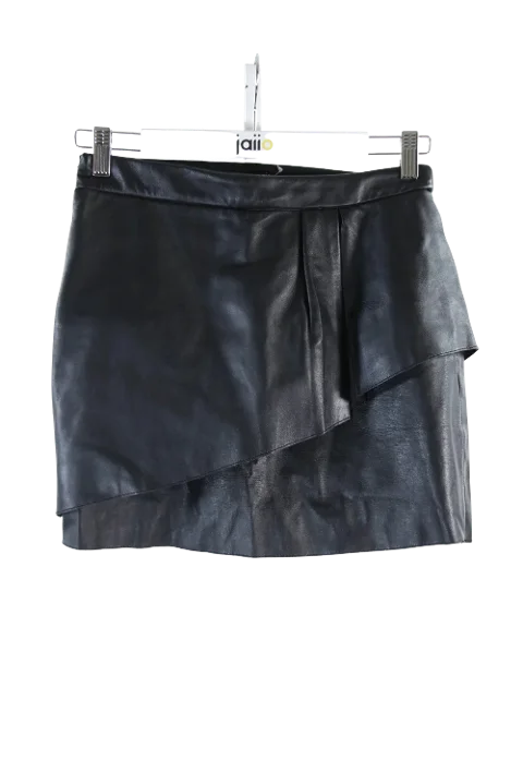 Black Leather Maje Skirt