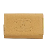 Beige Leather Chanel Key Holder