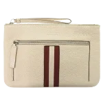 Beige Leather Bally Clutch