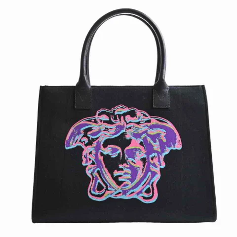 Black Polyester Versace Tote