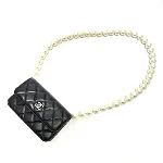 Black Leather Chanel Wallet on Chain