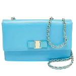 Blue Leather Salvatore Ferragamo Shoulder Bag