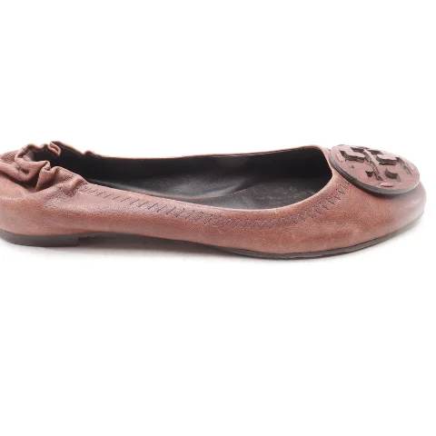 Brown Leather Tory Burch Flats