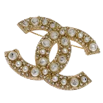 Beige Fabric Chanel Brooch