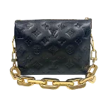 Black Leather Louis Vuitton Coussin