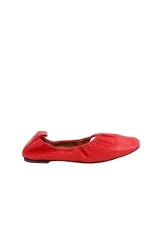 Red Fabric Celine Flats