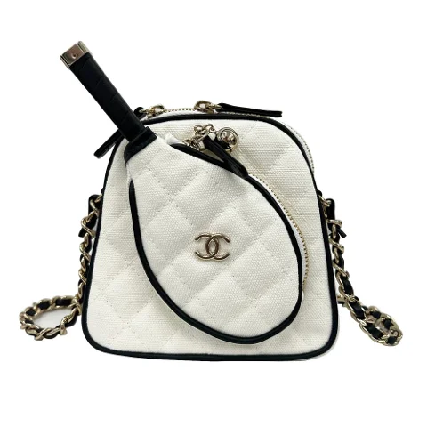 White Cotton Chanel Wallet On Chain