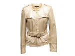 Beige Leather Roberto Cavalli Jacket