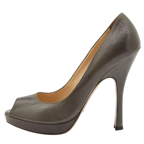 Grey Leather Prada Heels