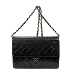 Black Leather Chanel Flap Bag