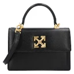 Black Leather Off White Handbag