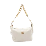 White Leather Chanel Shoulder Bag