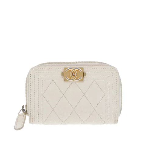 White Leather Chanel Boy Bags
