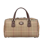 Beige Canvas Burberry Boston Bag