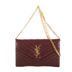 Red Leather Yves Saint Laurent Wallet on Chain