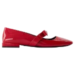 Red Leather Versace Flats