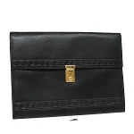 Black Leather Versace Briefcase