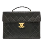 Black Leather Chanel Briefcase