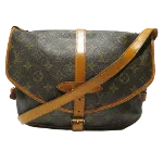 Brown Canvas Louis Vuitton Saumur