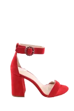 Red Suede Maje Heels