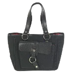 Black Leather Bvlgari Handbag