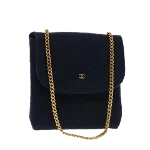 Navy Cotton Chanel Pouch