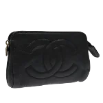 Black Leather Chanel Pouch