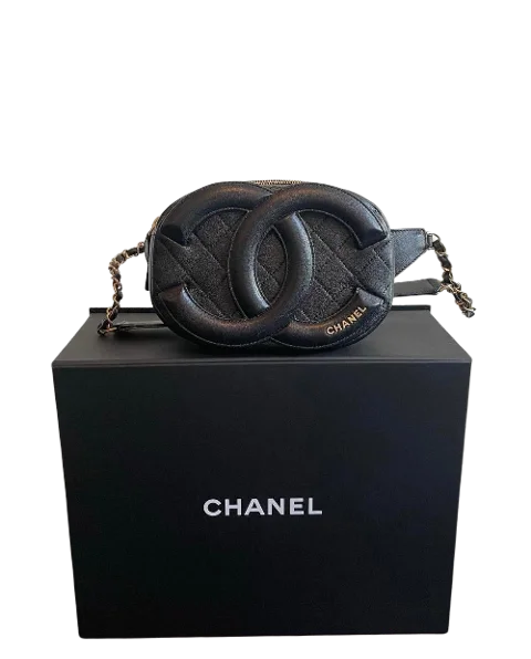 Black Leather Chanel Belt Bag