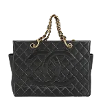 Black Leather Chanel Sports CC Logo