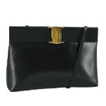 Black Leather Salvatore Ferragamo Shoulder Bag