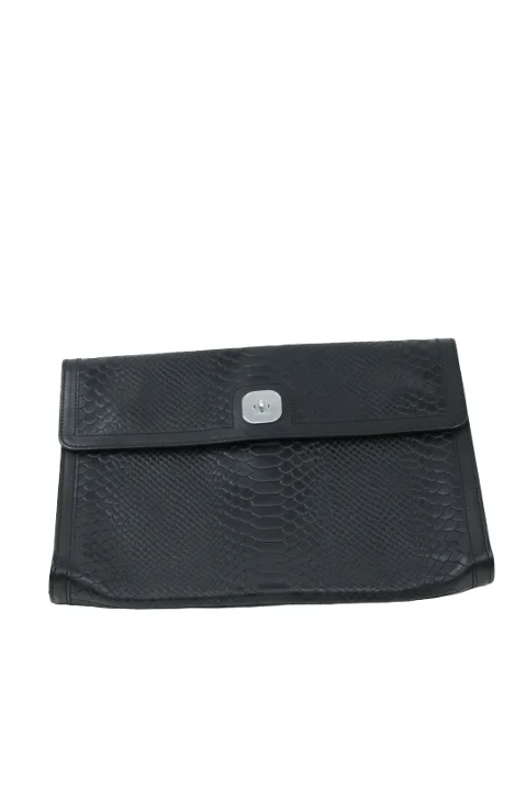 Black Leather Longchamp Pouch